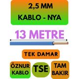 Öznur 2,5 mm Nya Kablo Metre Seçenekli (Mavi) - 13 METRE