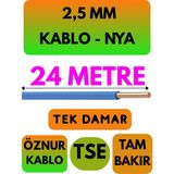 Öznur 2,5 mm Nya Kablo Metre Seçenekli (Mavi) - 24 METRE