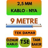 Öznur 2,5 mm Nya Kablo Metre Seçenekli (Mavi) - 9 METRE
