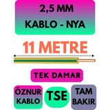 Öznur 2,5 mm Nya Kablo Metre Seçenekli (Sarı-Yeşil) - 11 METRE