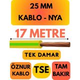 Öznur 25 mm Nya Kablo Metre Seçenekli (Sarı-Yeşil) - 17 METRE