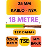 Öznur 25 mm Nya Kablo Metre Seçenekli (Sarı-Yeşil) - 18 METRE