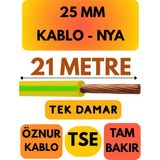 Öznur 25 mm Nya Kablo Metre Seçenekli (Sarı-Yeşil) - 21 METRE