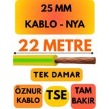 Öznur 25 mm Nya Kablo Metre Seçenekli (Sarı-Yeşil) - 22 METRE