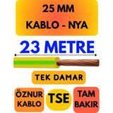 Öznur 25 mm Nya Kablo Metre Seçenekli (Sarı-Yeşil) - 23 METRE