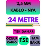 Öznur 2,5 mm Nya Kablo Metre Seçenekli (Sarı-Yeşil) - 24 METRE