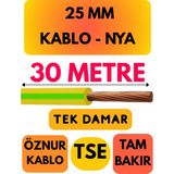 Öznur 25 mm Nya Kablo Metre Seçenekli (Sarı-Yeşil) - 30 METRE