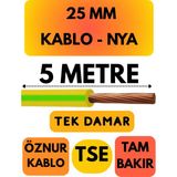 Öznur 25 mm Nya Kablo Metre Seçenekli (Sarı-Yeşil) - 5 METRE