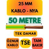 Öznur 25 mm Nya Kablo Metre Seçenekli (Sarı-Yeşil) - 50 METRE