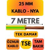 Öznur 25 mm Nya Kablo Metre Seçenekli (Sarı-Yeşil) - 7 METRE
