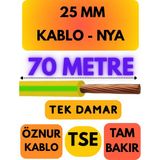Öznur 25 mm Nya Kablo Metre Seçenekli (Sarı-Yeşil) - 70 METRE