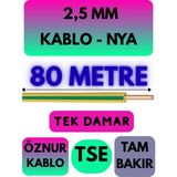 Öznur 2,5 mm Nya Kablo Metre Seçenekli (Sarı-Yeşil) - 80 METRE