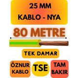 Öznur 25 mm Nya Kablo Metre Seçenekli (Sarı-Yeşil) - 80 METRE