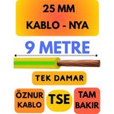 Öznur 25 mm Nya Kablo Metre Seçenekli (Sarı-Yeşil) - 9 METRE