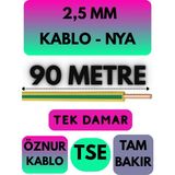 Öznur 2,5 mm Nya Kablo Metre Seçenekli (Sarı-Yeşil) - 90 METRE