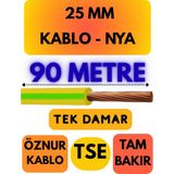 Öznur 25 mm Nya Kablo Metre Seçenekli (Sarı-Yeşil) - 90 METRE