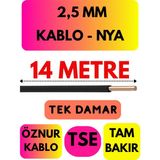 Öznur 2,5 mm Nya Kablo Metre Seçenekli (Siyah) - 14 METRE
