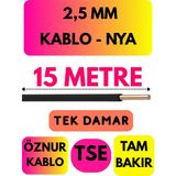 Öznur 2,5 mm Nya Kablo Metre Seçenekli (Siyah) - 15 METRE