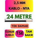 Öznur 2,5 mm Nya Kablo Metre Seçenekli (Siyah) - 24 METRE
