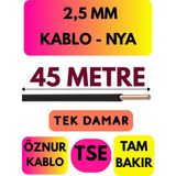 Öznur 2,5 mm Nya Kablo Metre Seçenekli (Siyah) - 45 METRE
