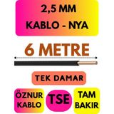 Öznur 2,5 mm Nya Kablo Metre Seçenekli (Siyah) - 6 METRE