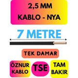 Öznur 2,5 mm Nya Kablo Metre Seçenekli (Siyah) - 7 METRE