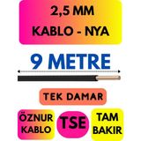 Öznur 2,5 mm Nya Kablo Metre Seçenekli (Siyah) - 9 METRE