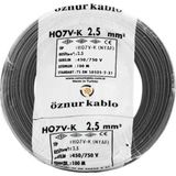 Öznur 2,5 mm2 Nyaf H07V-K Bakır Kablo 100 m Siyah