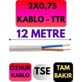 Öznur 2x0,75 Ttr Kablo Metre Seçenekli (Beyaz) - 12 METRE