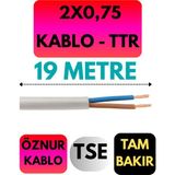 Öznur 2x0,75 Ttr Kablo Metre Seçenekli (Beyaz) - 19 METRE