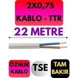 Öznur 2x0,75 Ttr Kablo Metre Seçenekli (Beyaz) - 22 METRE