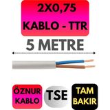 Öznur 2x0,75 Ttr Kablo Metre Seçenekli (Beyaz) - 5 METRE