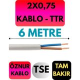 Öznur 2x0,75 Ttr Kablo Metre Seçenekli (Beyaz) - 6 METRE