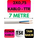 Öznur 2x0,75 Ttr Kablo Metre Seçenekli (Beyaz) - 7 METRE