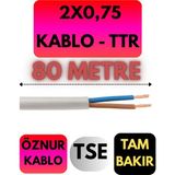 Öznur 2x0,75 Ttr Kablo Metre Seçenekli (Beyaz) - 80 METRE