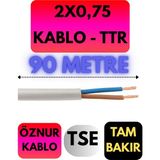 Öznur 2x0,75 Ttr Kablo Metre Seçenekli (Beyaz) - 90 METRE