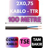 Öznur 2x0,75 Ttr Kablo Metre Seçenekli (Siyah) - 100 METRE