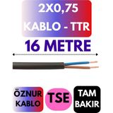 Öznur 2x0,75 Ttr Kablo Metre Seçenekli (Siyah) - 16 METRE