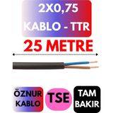 Öznur 2x0,75 Ttr Kablo Metre Seçenekli (Siyah) - 25 METRE