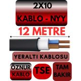 Öznur 2X10 Nyy (Yeraltı Kablosu) Metre Seçenekli - 12 METRE