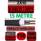 Öznur 2X10 Nyy (Yeraltı Kablosu) Metre Seçenekli - 15 METRE