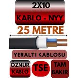 Öznur 2X10 Nyy (Yeraltı Kablosu) Metre Seçenekli - 25 METRE