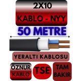 Öznur 2X10 Nyy (Yeraltı Kablosu) Metre Seçenekli - 50 METRE