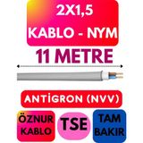 Öznur 2x1,5 Antigron (Nym) Kablo (Gri) Metre Seçenekli - 11 METRE