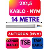 Öznur 2x1,5 Antigron (Nym) Kablo (Gri) Metre Seçenekli - 14 METRE