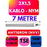 Öznur 2x1,5 Antigron (Nym) Kablo (Gri) Metre Seçenekli - 7 METRE