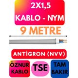 Öznur 2x1,5 Antigron (Nym) Kablo (Gri) Metre Seçenekli - 9 METRE