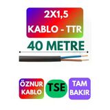 Öznur 2x1,5 Ttr Kablo, 40 Metre, Siyah