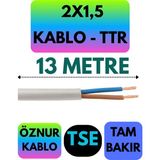 Öznur 2x1,5 Ttr Kablo (Beyaz) Metre Seçenekli - 13 METRE