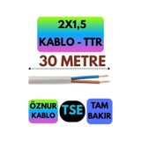 Öznur 2x1,5 Ttr Kablo (Beyaz) Metre Seçenekli - 30 METRE